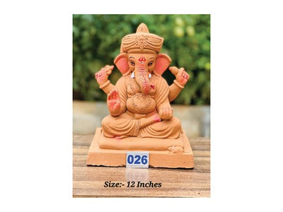 MN-026 12'Inch Eco Friendly Ganesha (Red Soil)