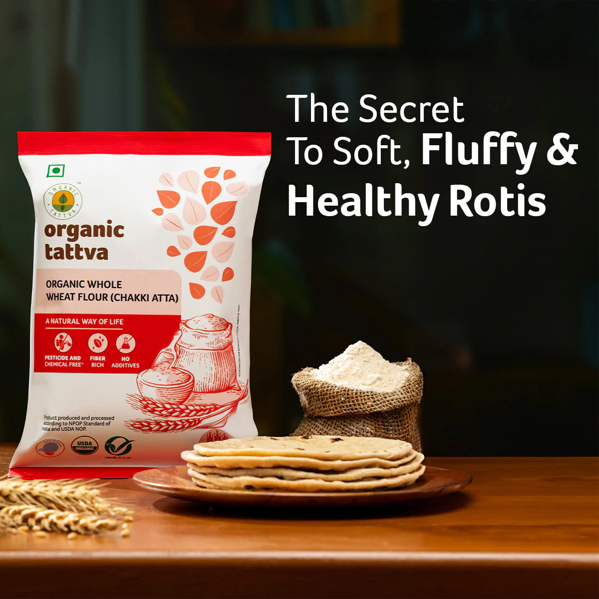 Organic Whole Wheat Flour (Chakki Atta) (Organic Tattva)