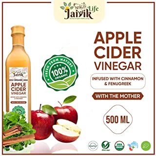 Buy Jaiviklife Organic Apple Cider Vinegar(ACV) Infused with Cinnamon & Fenugreek,500ml