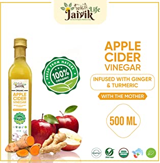 Buy Jaiviklife Organic Apple Cider Vinegar(ACV) Infused with Ginger & Turmeric,500ml