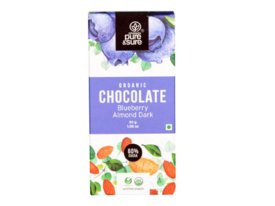 Organic Chocolate Bar-Blueberry, Almond Dark (Pure&Sure)