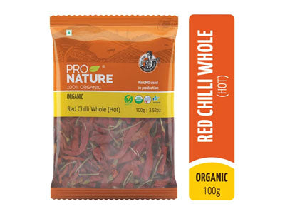 Organic Red Chilli Whole (Hot) (Pro Nature)
